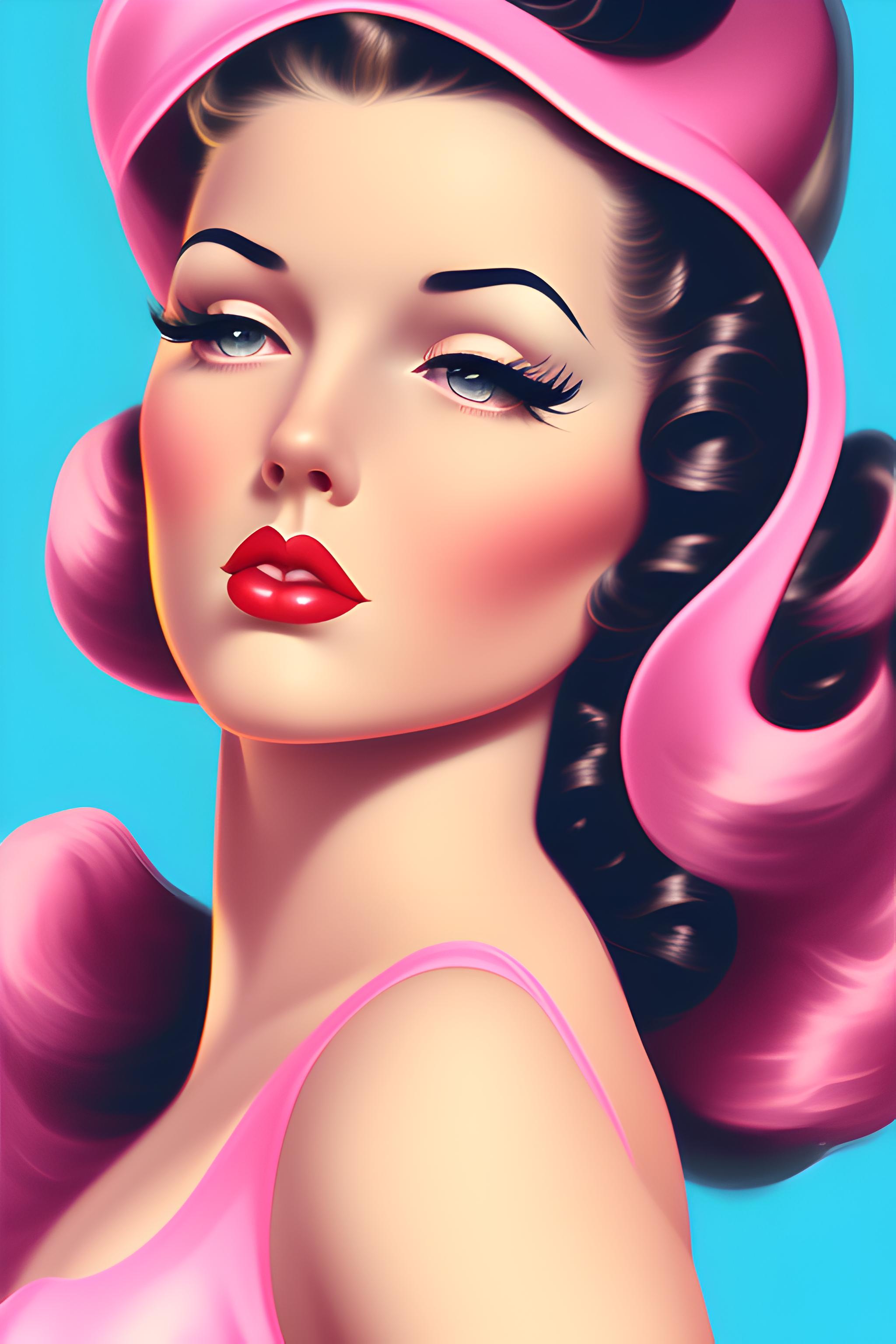 Create a pin-up girl inspired by the classic style of the 1940s and 1950s.  Make